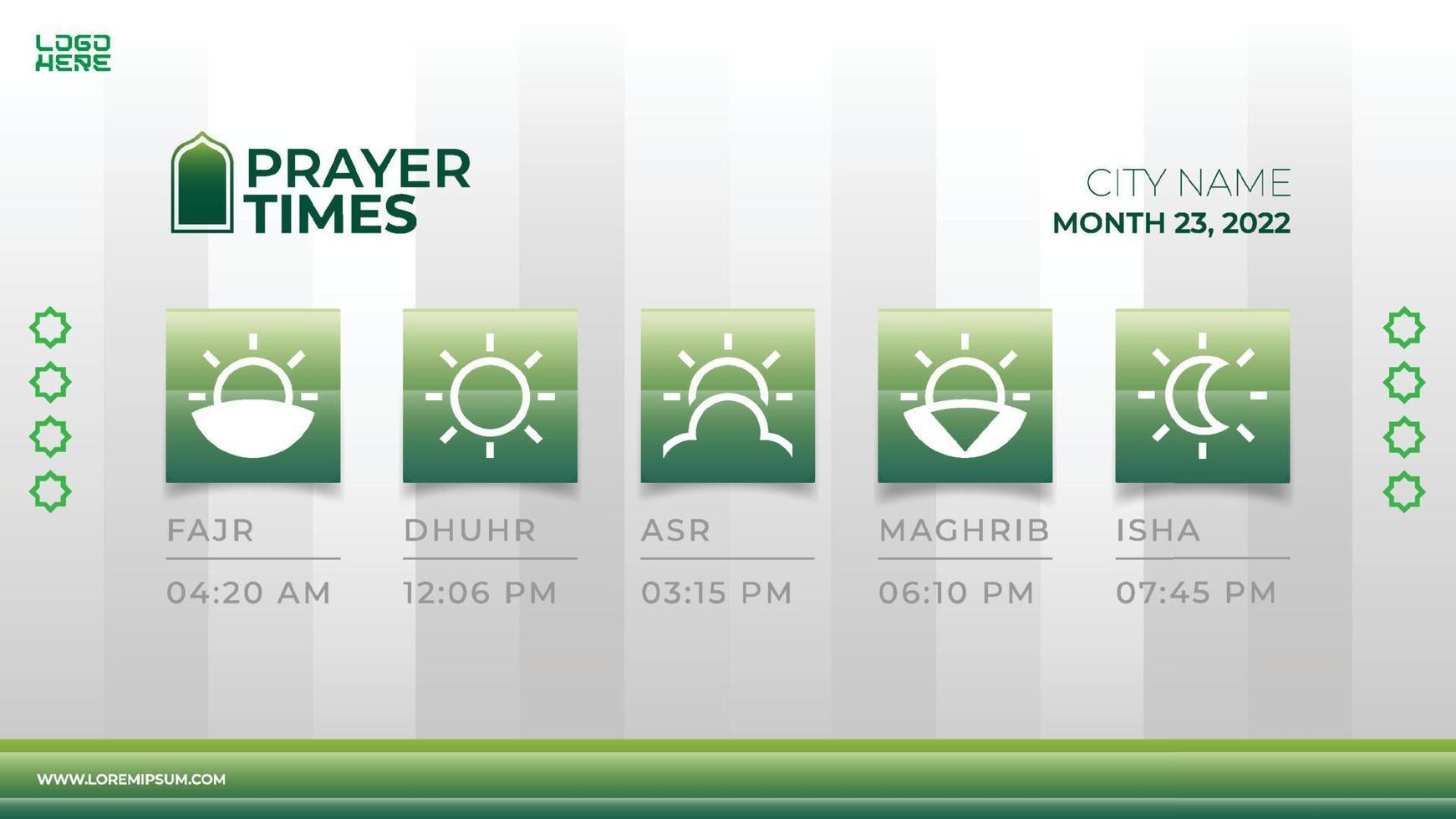 Islamic prayer time schedule icon design vector