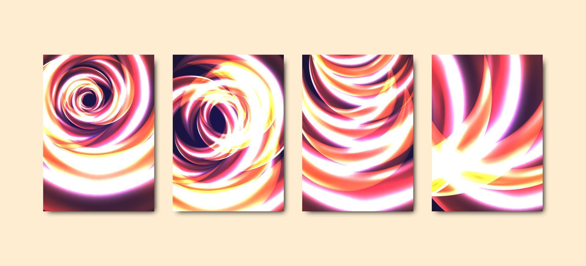 colección de fondo de luz de neón abstracto fresco. conjunto de portada de cartel de luz futurista vector