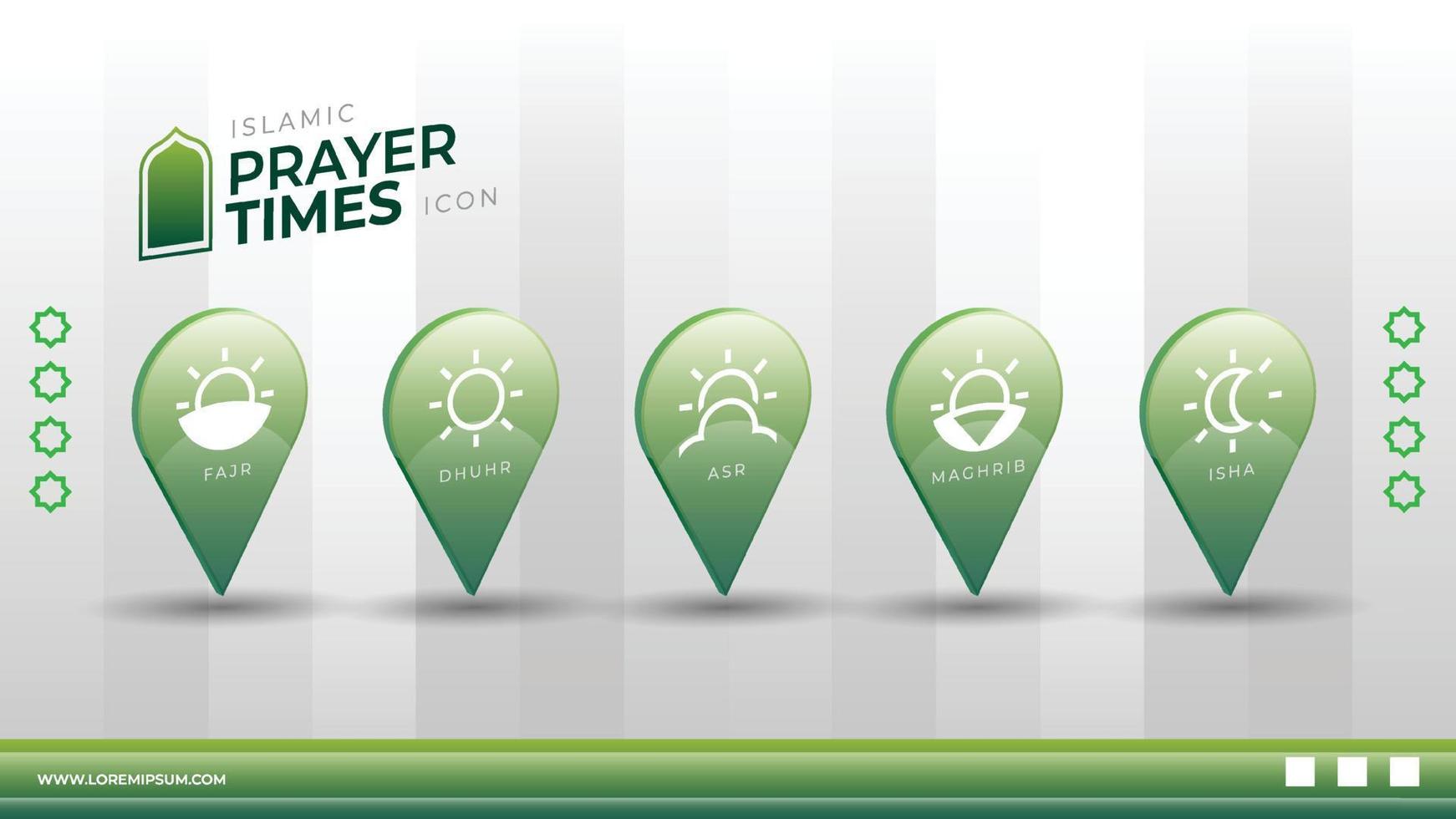 modern 3d icon design islamic prayer time schedule vector