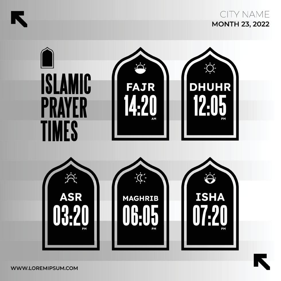 Islamic prayer time schedule design editable and cool vector