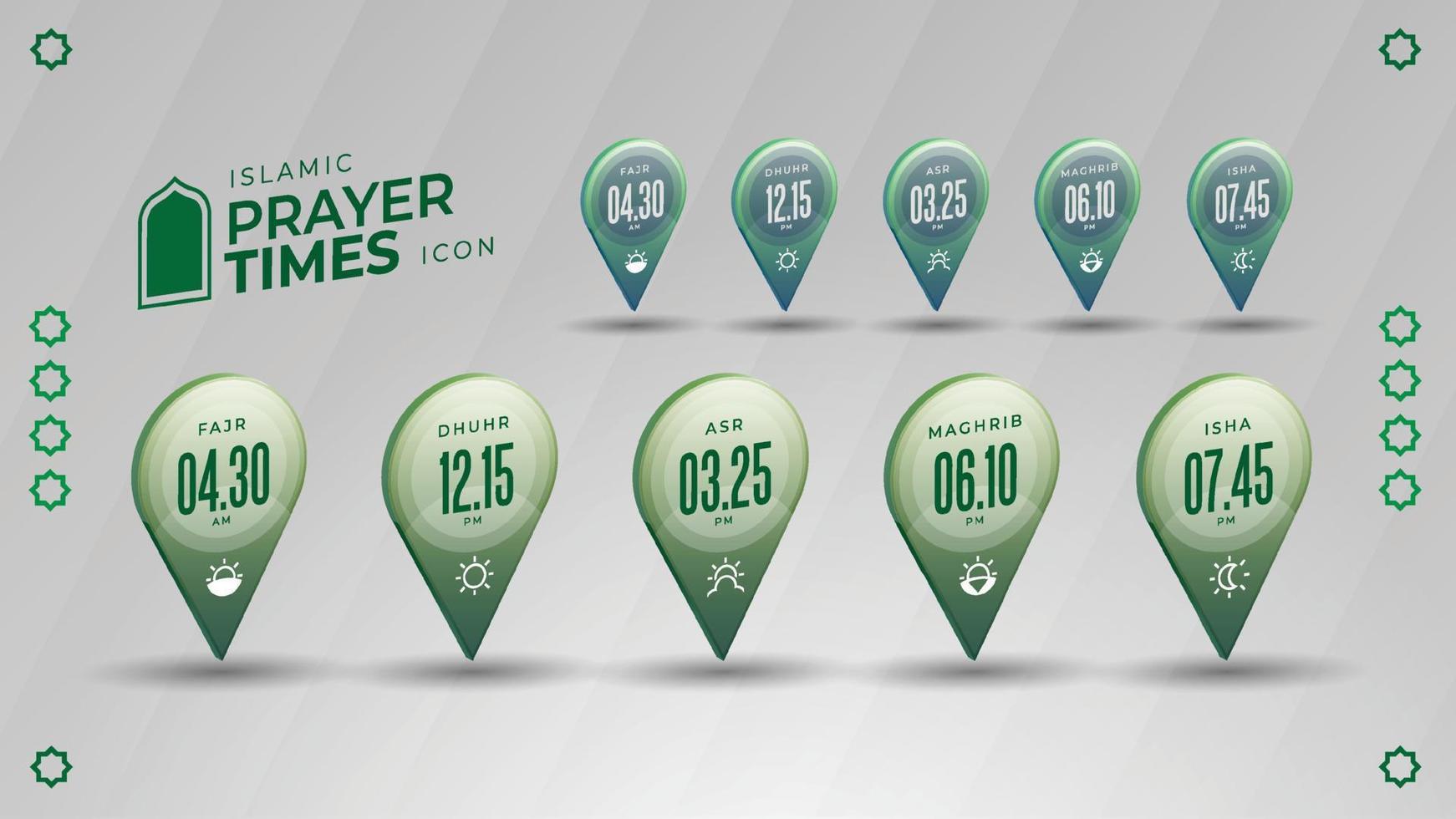 modern simple 3d icon collection design islamic prayer time vector