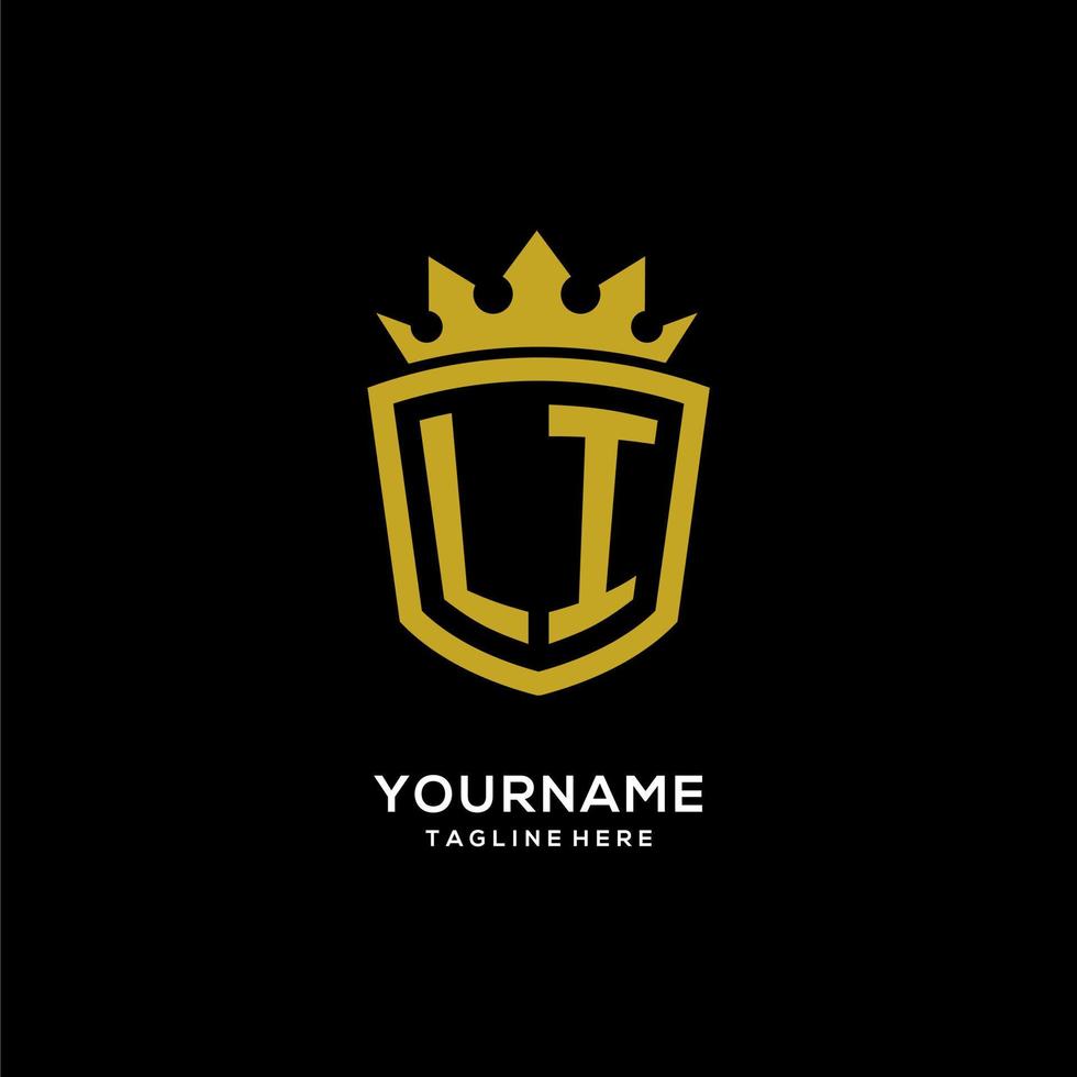 Initial LI logo shield crown style, luxury elegant monogram logo design vector