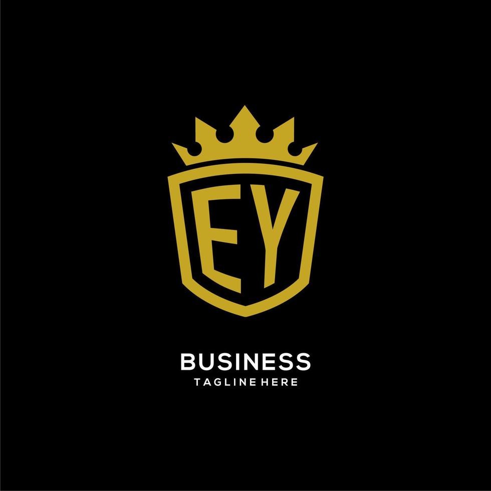 logotipo inicial de ey escudo estilo corona, diseño de logotipo de monograma elegante de lujo vector