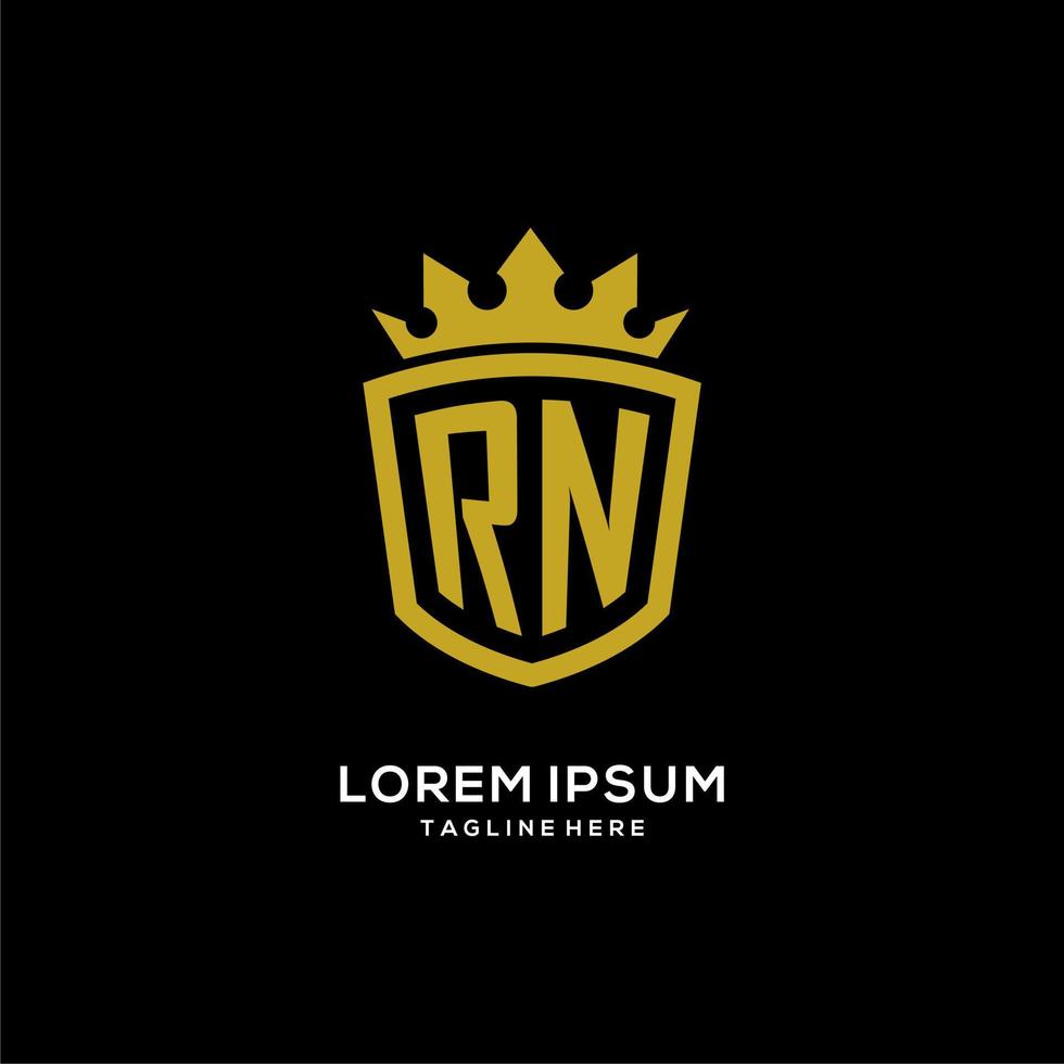 Initial RN logo shield crown style, luxury elegant monogram logo design vector