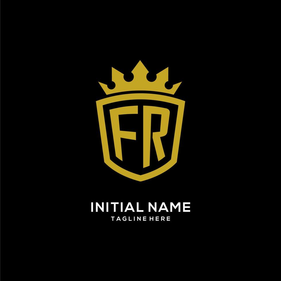 Initial FR logo shield crown style, luxury elegant monogram logo design vector