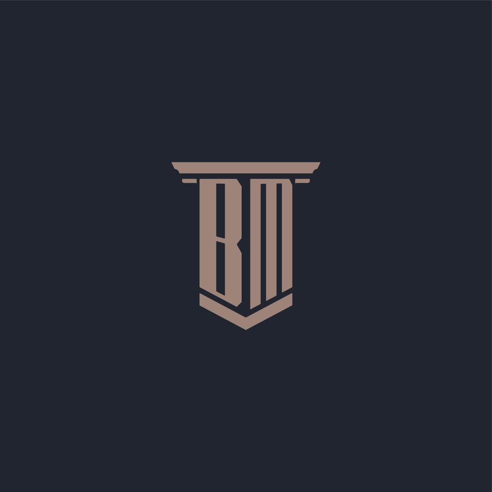 BM initial monogram logo with pillar style design vector