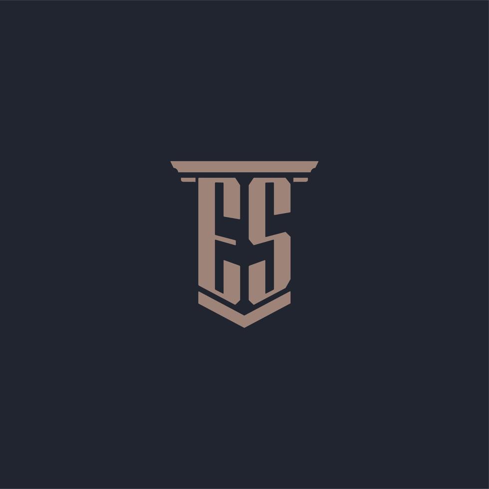 ES initial monogram logo with pillar style design vector