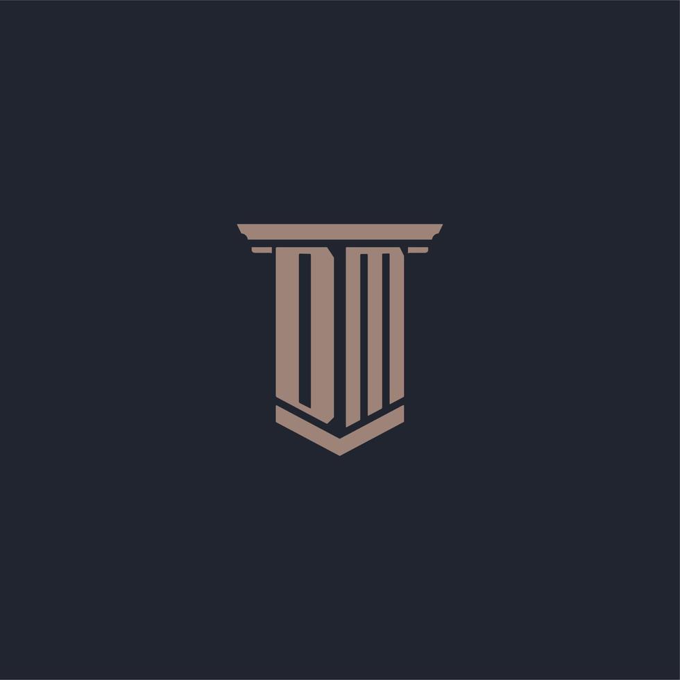 DM initial monogram logo with pillar style design vector