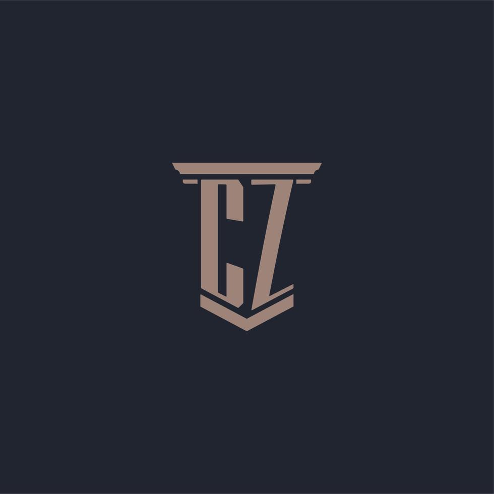 CZ initial monogram logo with pillar style design vector