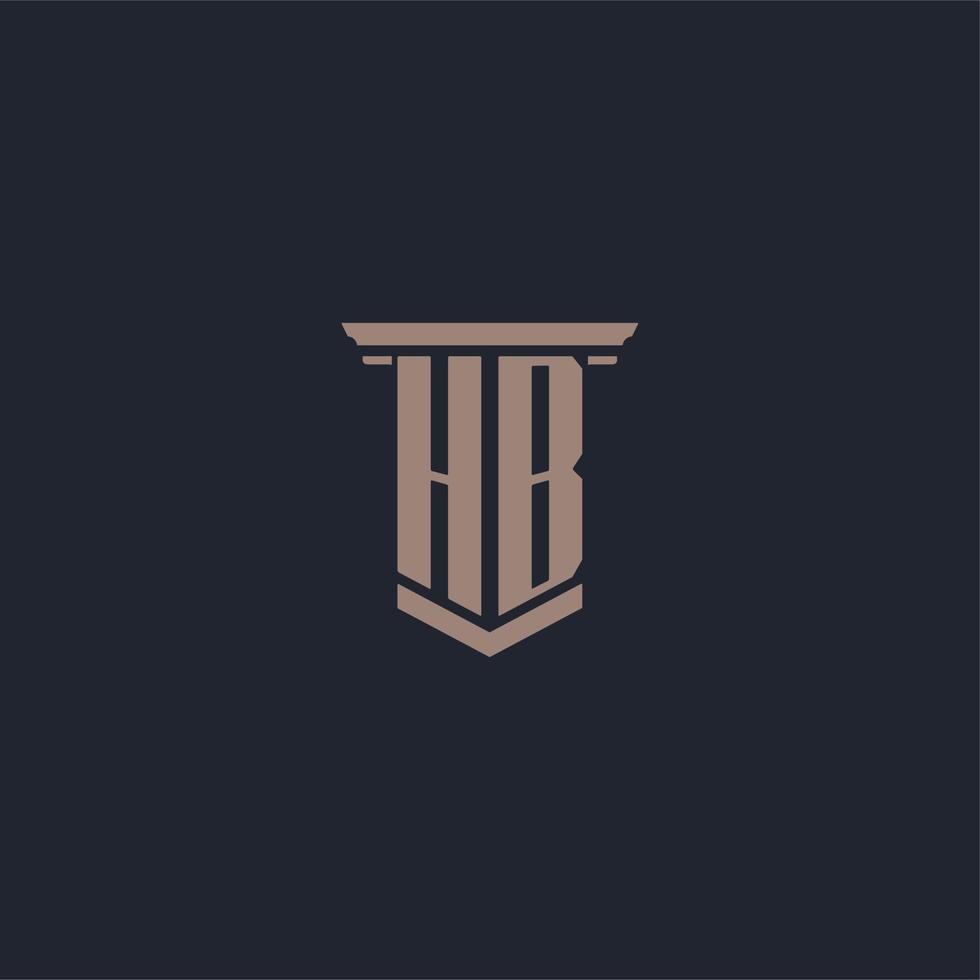 HB initial monogram logo with pillar style design vector