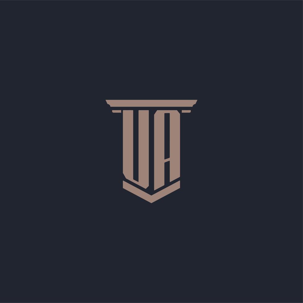 UA initial monogram logo with pillar style design vector