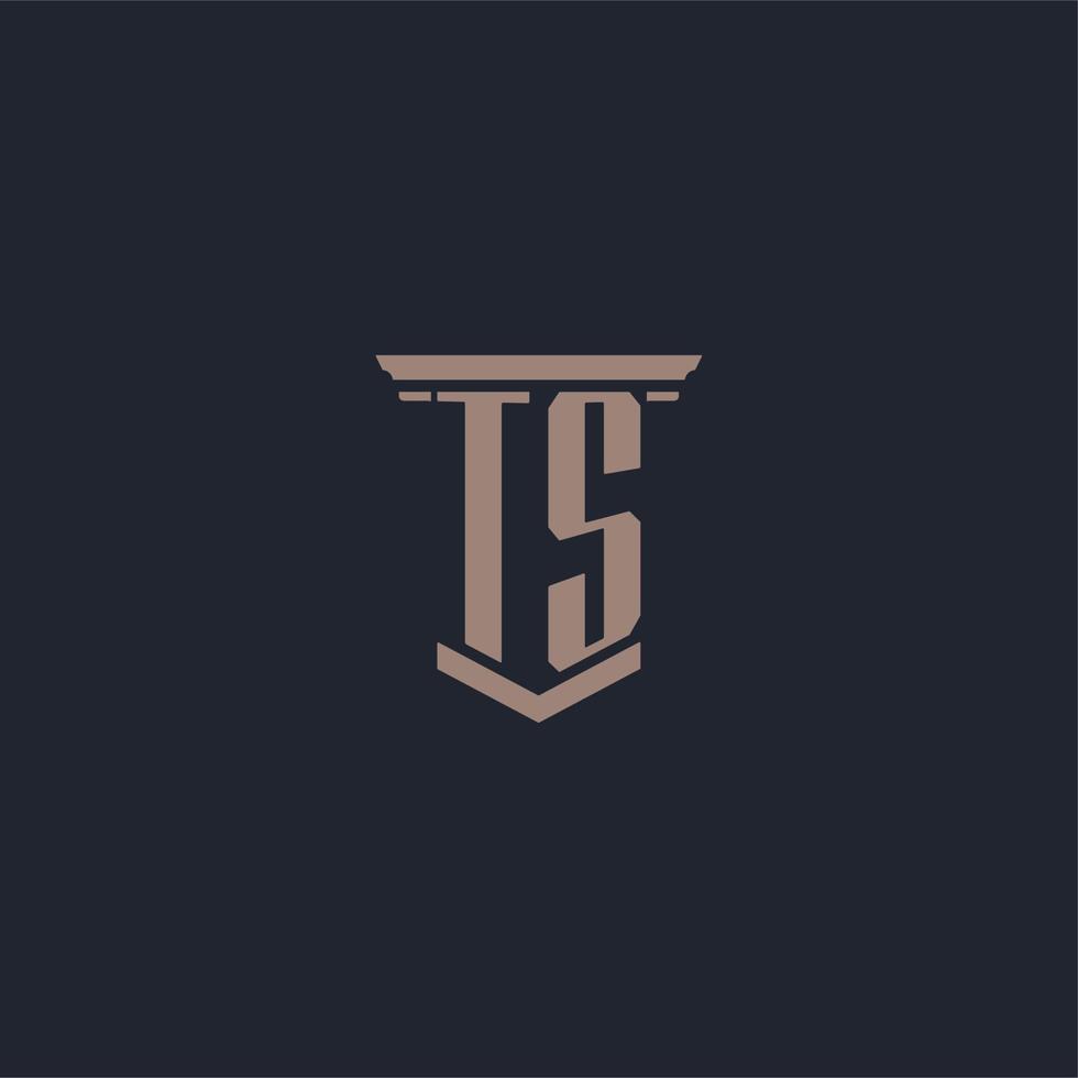 TS initial monogram logo with pillar style design vector