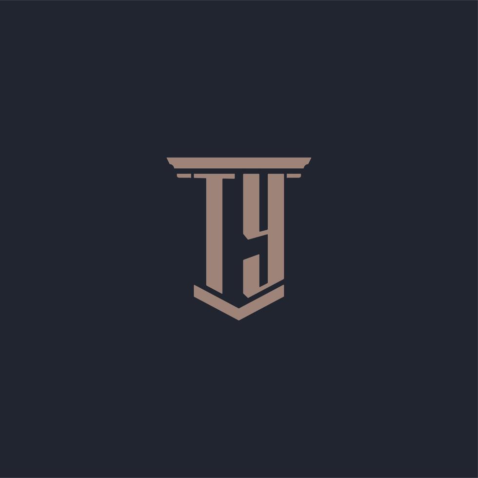TY initial monogram logo with pillar style design vector