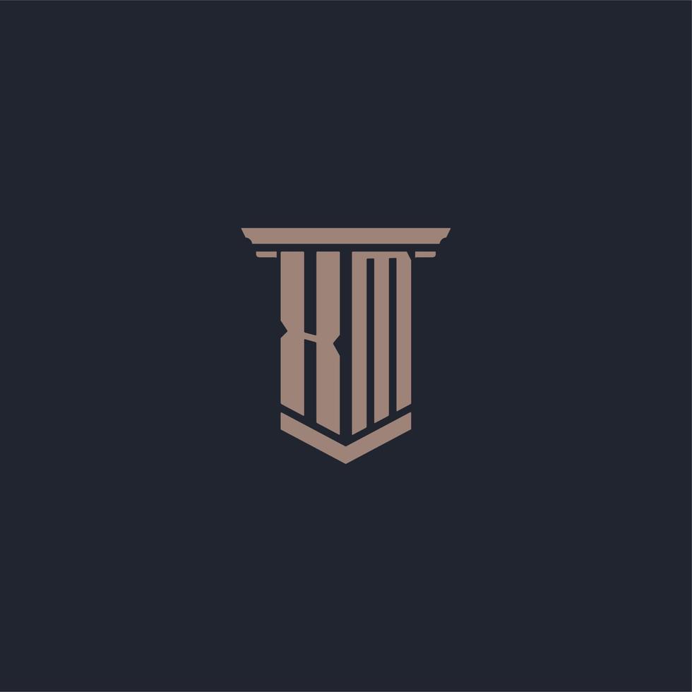 XM initial monogram logo with pillar style design vector