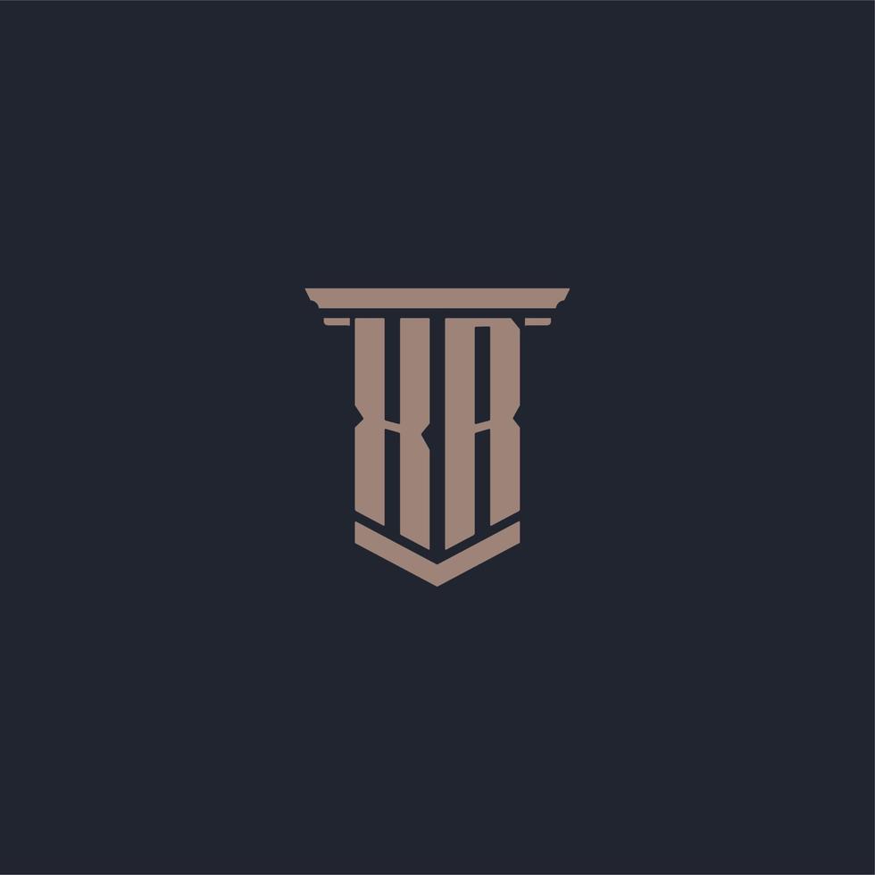 XR initial monogram logo with pillar style design vector