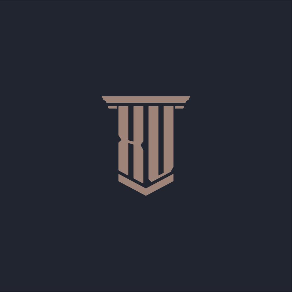 XU initial monogram logo with pillar style design vector