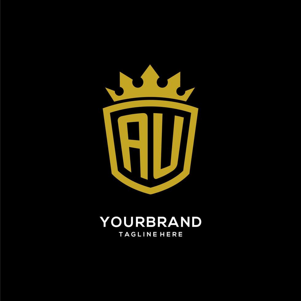 Initial AU logo shield crown style, luxury elegant monogram logo design vector