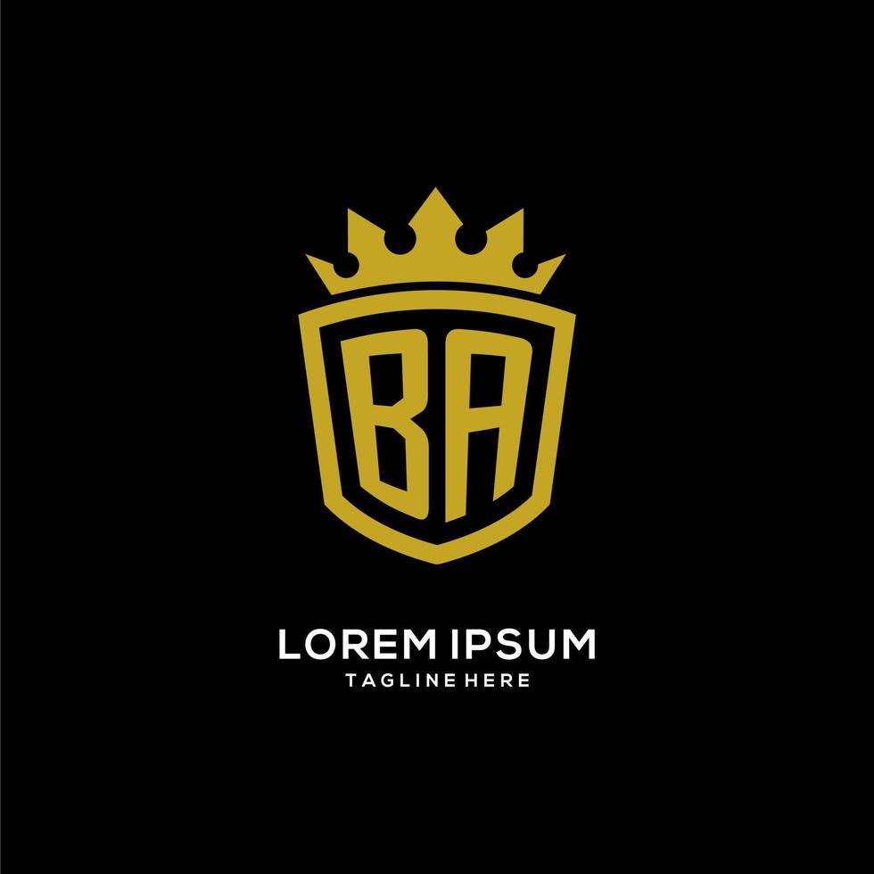 Initial BA logo shield crown style, luxury elegant monogram logo design vector