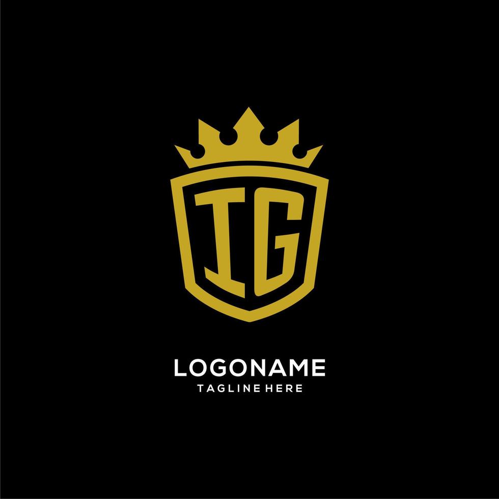 Initial IG logo shield crown style, luxury elegant monogram logo design vector
