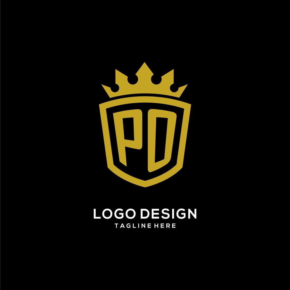 Initial PO logo shield crown style, luxury elegant monogram logo design vector