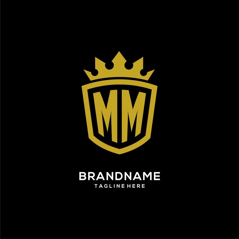 Initial MM logo shield crown style, luxury elegant monogram logo design vector