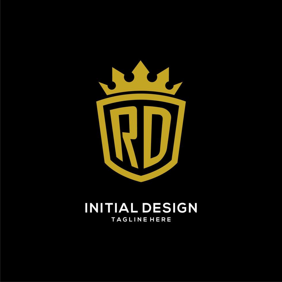 estilo de corona de escudo de logotipo inicial rd, diseño de logotipo de monograma elegante de lujo vector