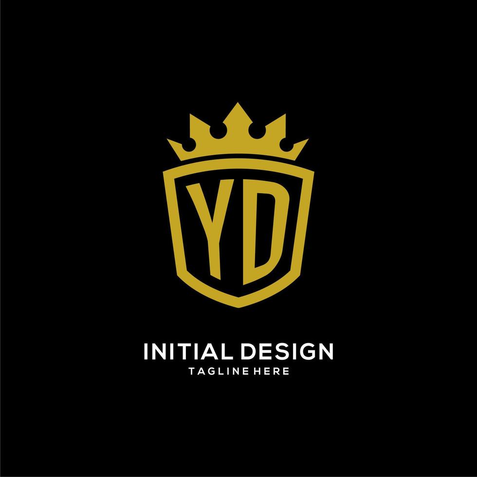 logotipo inicial de yd escudo estilo corona, diseño de logotipo de monograma elegante de lujo vector