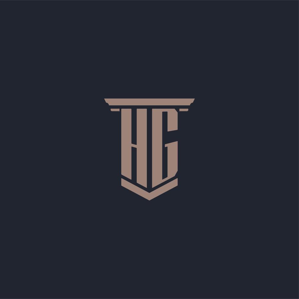 logotipo de monograma inicial hg con diseño de estilo pilar vector