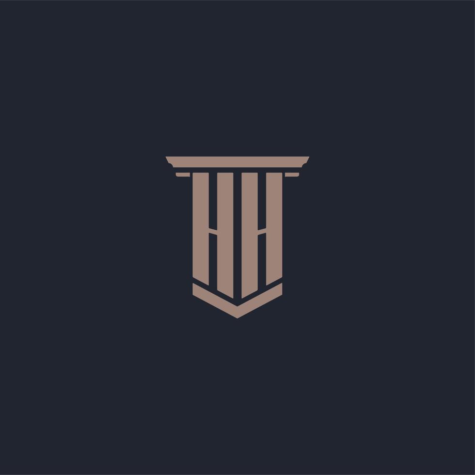 HH initial monogram logo with pillar style design vector