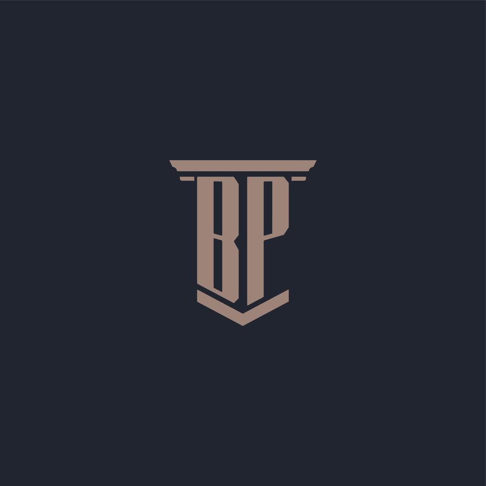 logotipo de monograma inicial de bp con diseño de estilo pilar vector