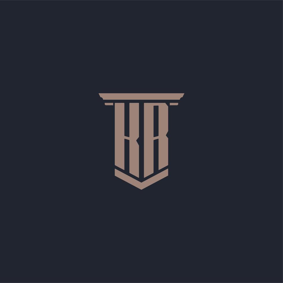 KR initial monogram logo with pillar style design vector
