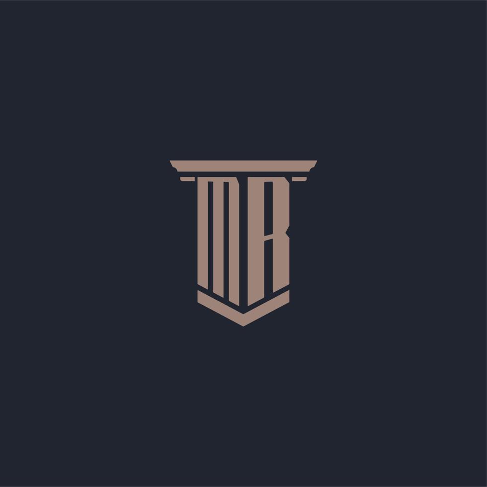 MR initial monogram logo with pillar style design vector