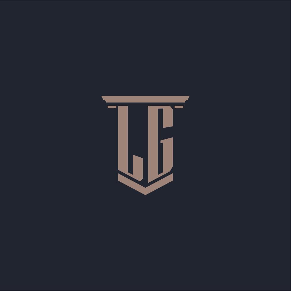 LG initial monogram logo with pillar style design vector