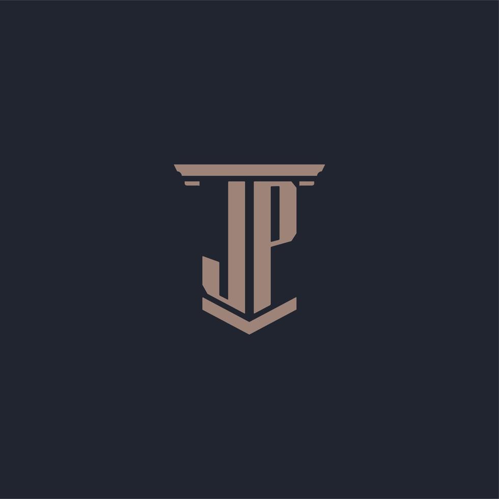 logotipo de monograma inicial jp con diseño de estilo pilar vector