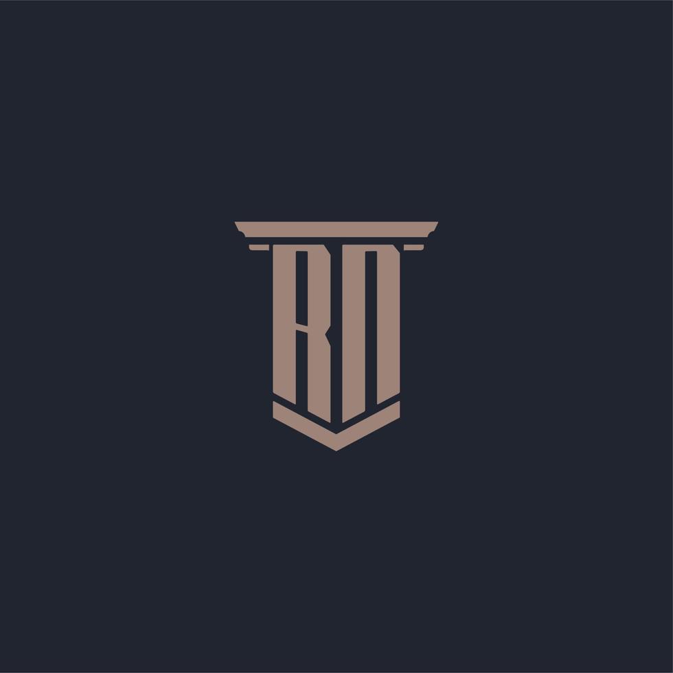 RN initial monogram logo with pillar style design vector