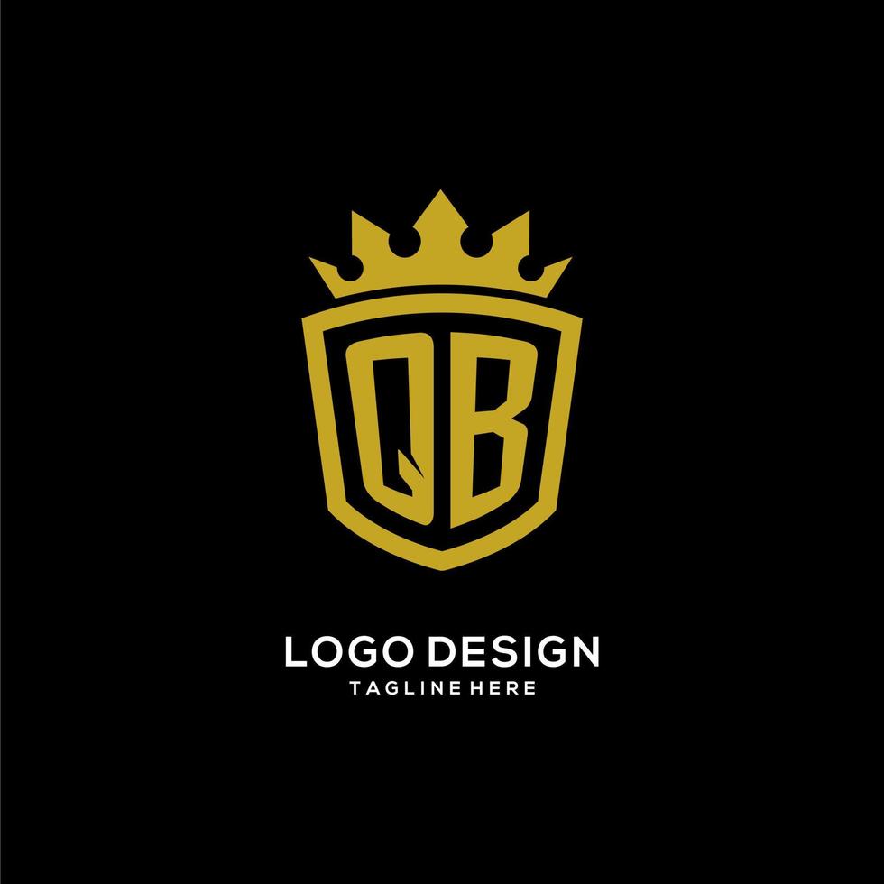 logotipo qb inicial escudo estilo corona, diseño de logotipo de monograma elegante de lujo vector