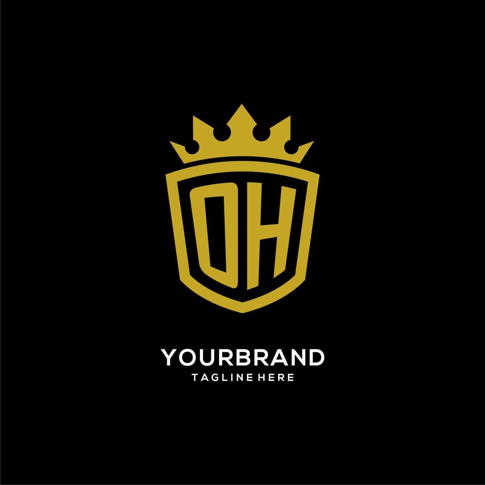 Initial OH logo shield crown style, luxury elegant monogram logo design vector