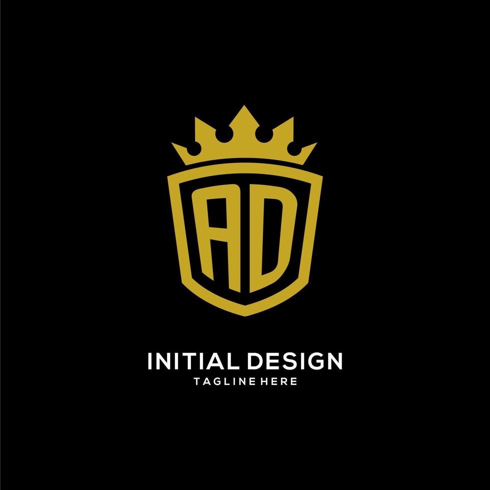 Initial AD logo shield crown style, luxury elegant monogram logo design vector