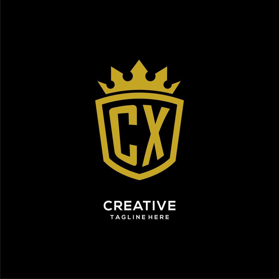 Initial CX logo shield crown style, luxury elegant monogram logo design vector