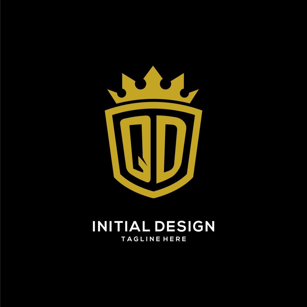 logotipo qd inicial escudo estilo corona, diseño de logotipo de monograma elegante de lujo vector