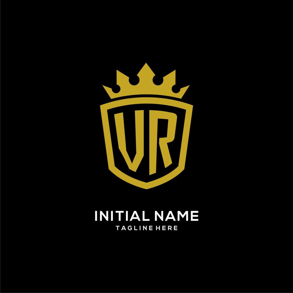 Initial VR logo shield crown style, luxury elegant monogram logo design vector