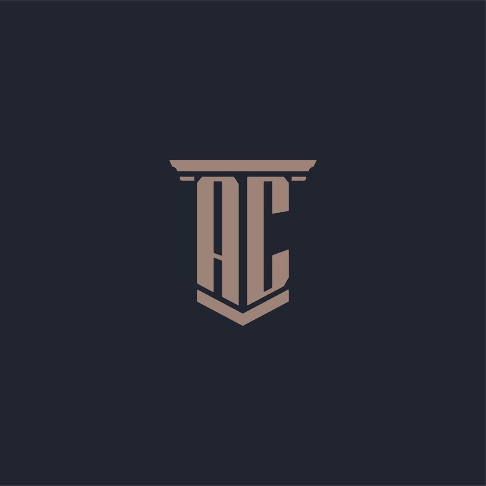 AC initial monogram logo with pillar style design vector