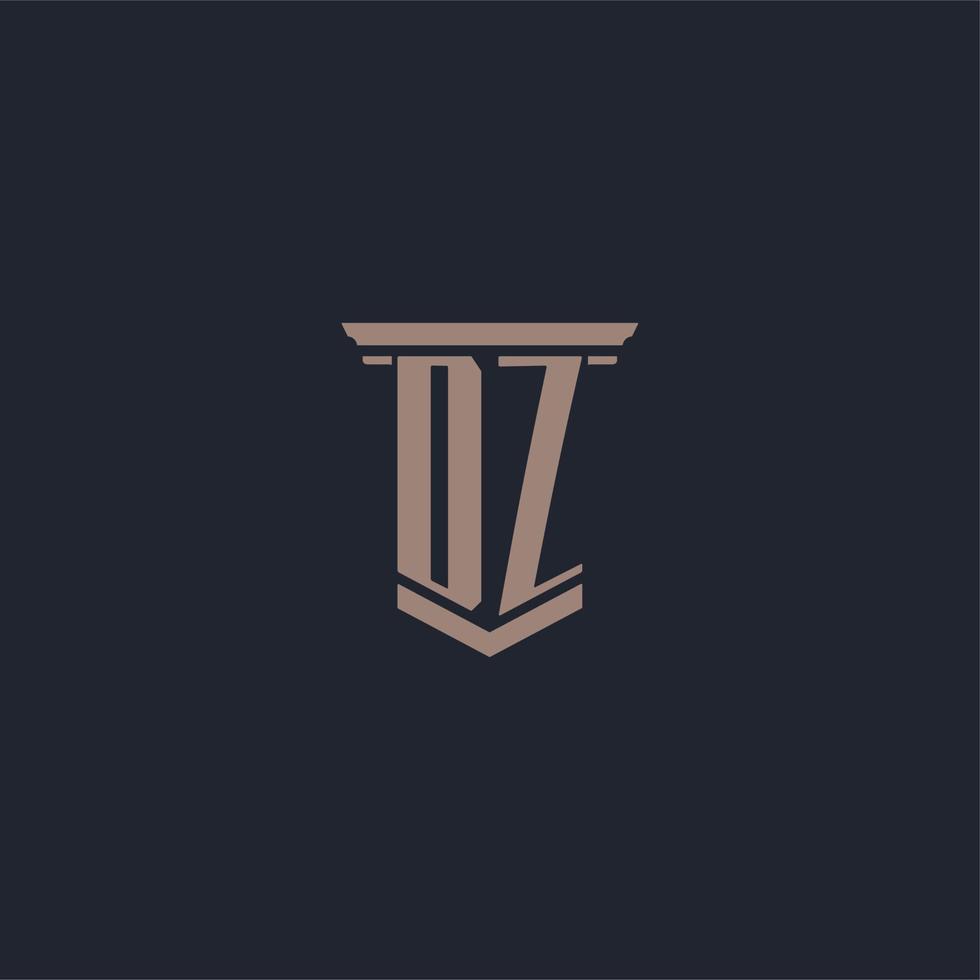 DZ initial monogram logo with pillar style design vector