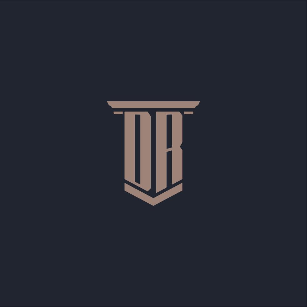 DR initial monogram logo with pillar style design vector