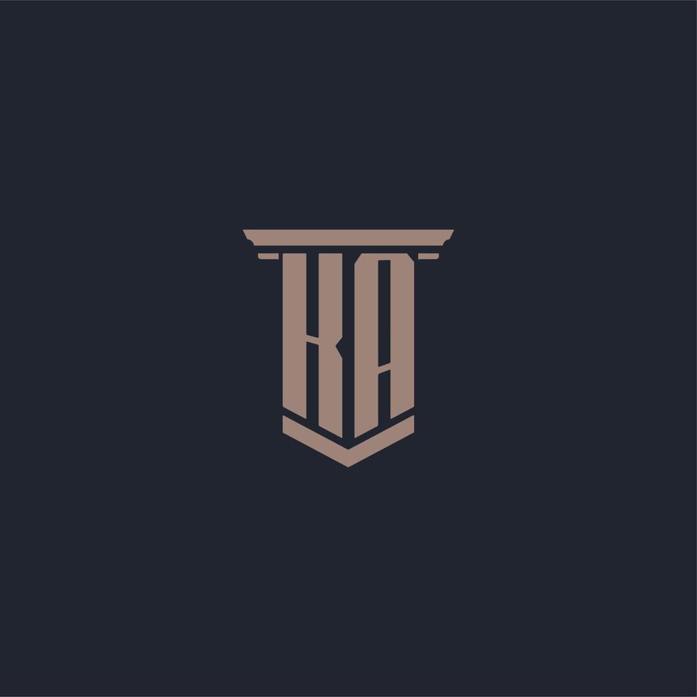 KA initial monogram logo with pillar style design vector