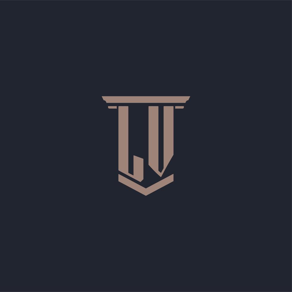 logotipo de monograma inicial lv con diseño de estilo pilar vector