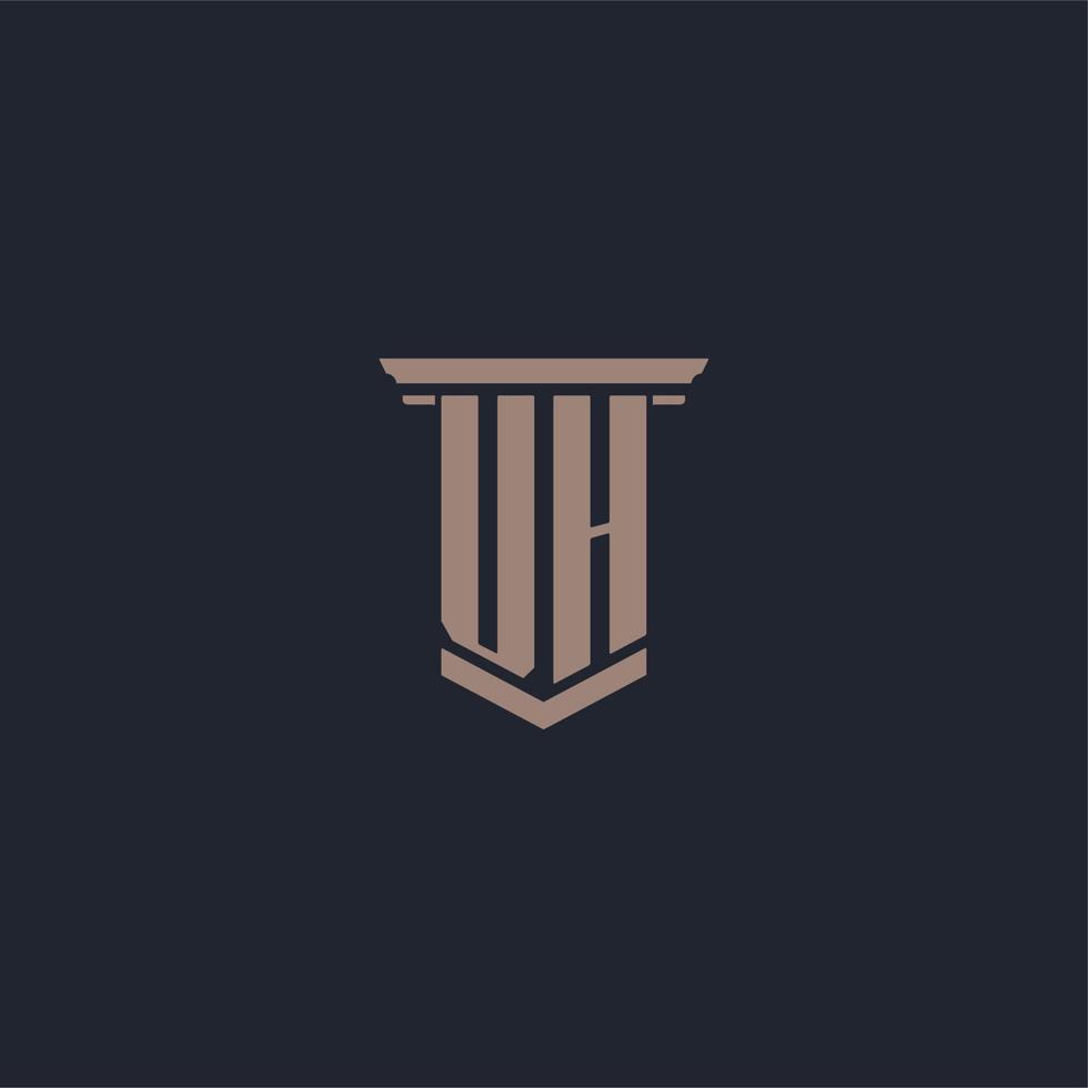 UH initial monogram logo with pillar style design vector