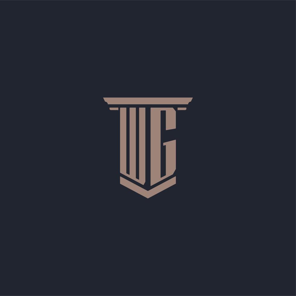 logotipo de monograma inicial wg con diseño de estilo pilar vector