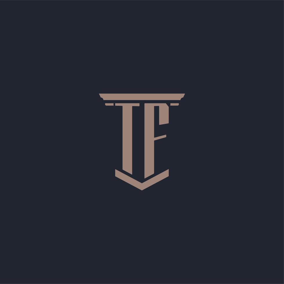 TF initial monogram logo with pillar style design vector