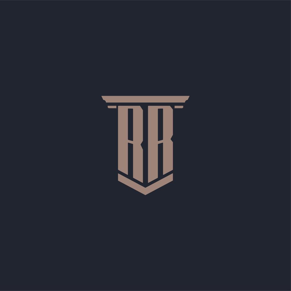 RR initial monogram logo with pillar style design vector